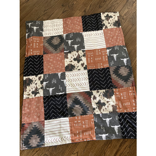 Western Baby Bedding in black, burnt orange, brown, cowboy nursery, boho, crib bedding set, baby boy bedding set, boho western, nursery