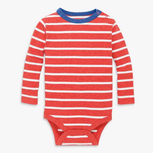 Clearance long sleeve heathered babysuit in stripe | Primary.com