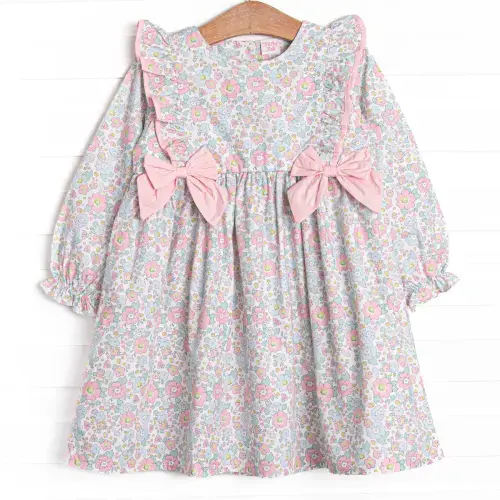 Early Fall Florals Bow Dress, Pink – Stitchy Fish