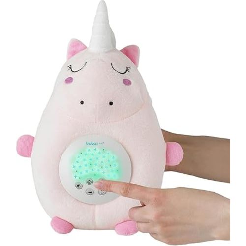 Bubzi Co Sound Machine, Portable Unicorn Soother & Night Light Projector, Comforting Electronic Infant Toddler Sleep Aid & Shush with White Noise