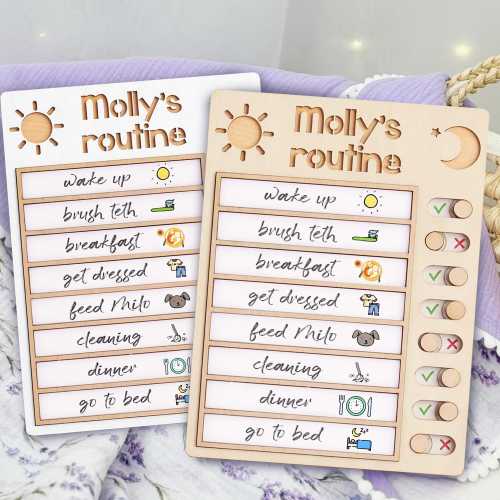 Customized Wooden Toddler Routine Chart, Visual Schedule for Kids, Daily Routine chart, Chore Chart for Kids, Homeschool Schedule