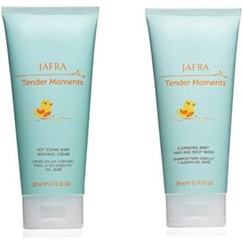 Jafra Tender Moments Hair & Body Wash & Baby Massage Cream 2 Piece Set (Original Scent)