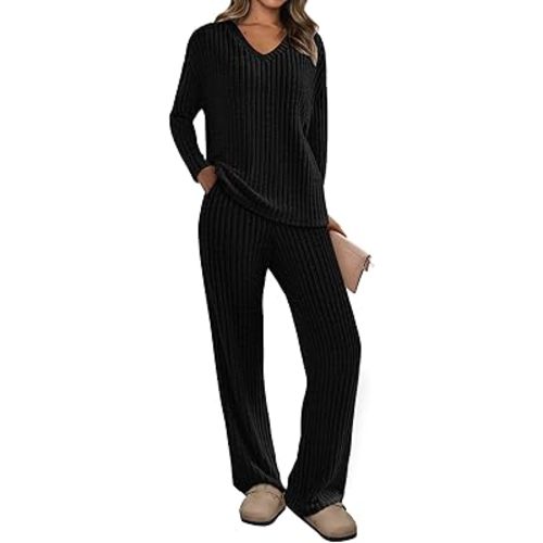 PRETTYGARDEN 2 Piece Sets for Women Fall 2025 Soft Comfy Lounge Long Sleeve Pajamas Set Knit Postpartum Pj Outfits Clothing