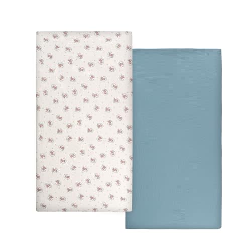 Baby Crib Sheets Cotton Muslin: 2 Crib Sheets for Boys Girl 54 x 28Inch | Neutral Soft Breathable Fitted Toddler Bed Mattress