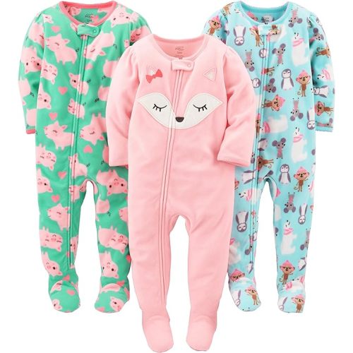 Simple Joys by Carter's girls Loose-Fit Flame Resistant Fleece Footed Pajamas