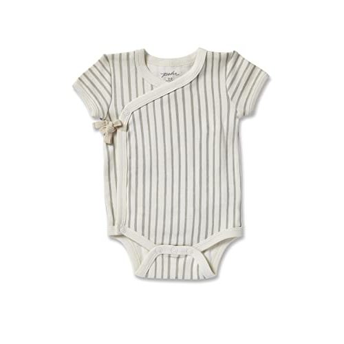 PEHR Short Sleeve Kimono One-Piece Stripes Away Pebble / 12-18 mos.