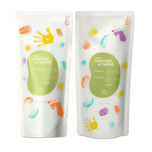 Natura baby shampoo/conditioner- Mamae e Bebe - Kit Refil Shampoo e Condicionador (2x 200Ml) -2x 6.8FlOz