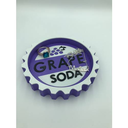 Pixar Up Grape Soda Pin Ellie Badge Jewelry and Trinket Tray to hold rings, necklaces, bracelets, earrings, pins, etc. on vanity