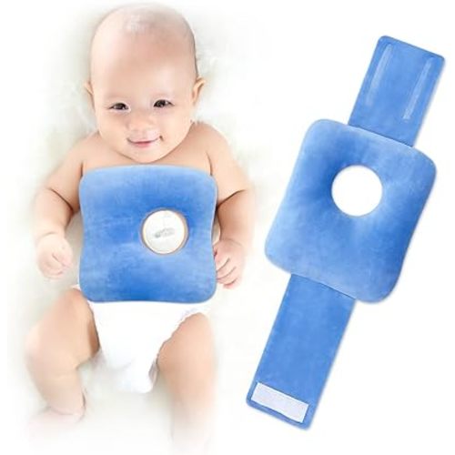 G Tube Tummy Time Pillow for Baby Feeding Tube Belt Pad Pillow with A Hole for Infant Children Kid Adjustable Hook & Loop Closure, Blue, 25*23*2cm