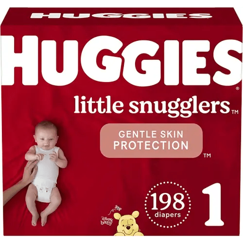 Baby Diapers Size 1 (8-14 lbs), 198ct, Huggies Little Snugglers Newborn Diapers