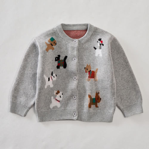 Baby Toddler Puppy Grey Sweater Cardigan