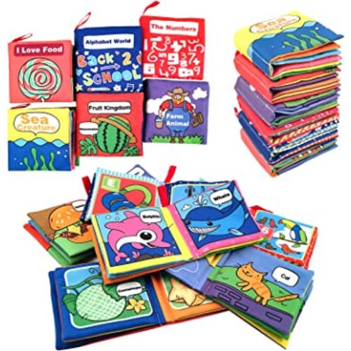 Soft Cloth Books for Baby, Toddler and Infant - Let's Learn Together, Educational Toy for Boy & Girl, Shower Gift for Baby, Pack of 6