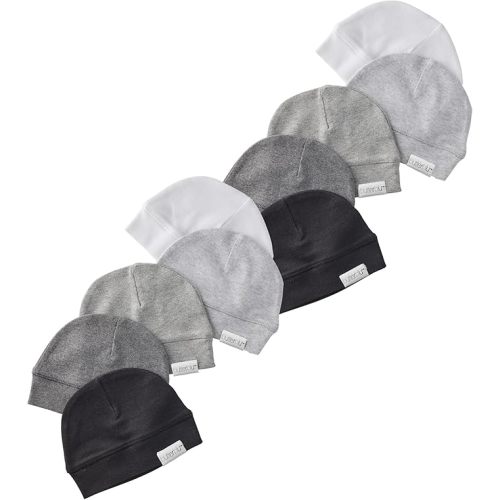 Charlie 10-Pack Baby Hats 100% Organic Cotton Baby Beanies for Newborn, Infant, and Baby Girls, Boys, Unisex