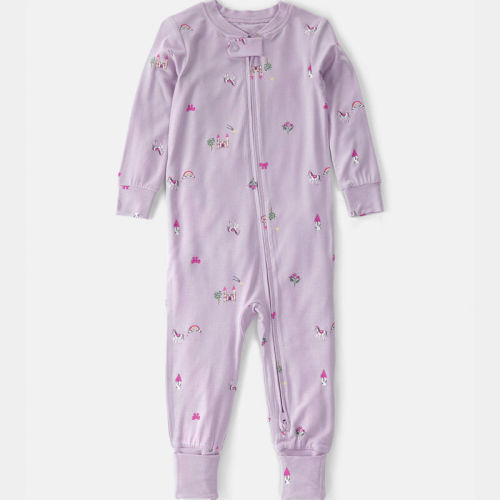 Baby Girl Fairytale PurelySoft 2-Way Zip 1-Piece Pyjama - Purple | Carter’s Oshkosh Canada