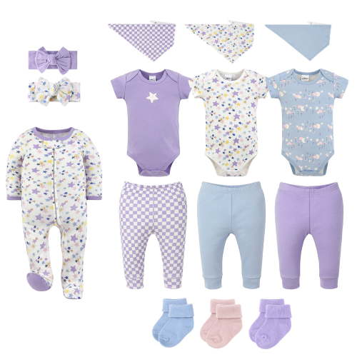 The Peanutshell Sky Sparkle 15-Piece Baby Girl Clothes Set, 6-9 Months