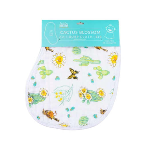 Muslin Baby 2-in-1 Burp Cloth and Bib - Cactus Blossom