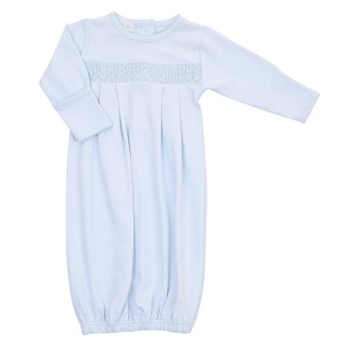 Essentials Solid Smocked Gown - Blue – Magnolia Baby