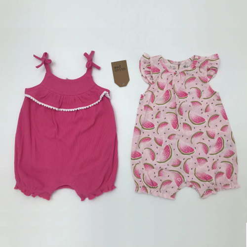Chick Pea Baby Girl Clothes Gift Set Pink with Watermelon Pattern Summer Romper for Newborn Girls 3-6 Months