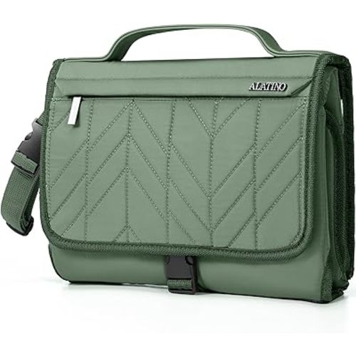 Alatino Portable Diaper Changing Pad, Waterproof Travel Baby Changing Pad with Modern Chic Design, Lightweight Easy-Clean Changing Mat, Baby Registry Essential & Baby Shower Gift（Sage Green）