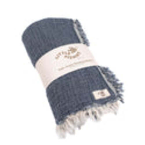 Little Fishies Gauze Receiving Blanket - Navy | Sand Cloud