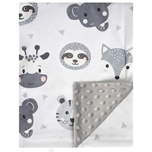 BEILIMU Baby Blanket Super Soft Plush with Double Layer Dotted Backing, Lovely Brown Animals Printed Unisex Design Receiving Blanket, 30x40 Inch