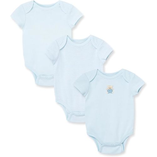 Little Me Clothes for Baby 3-Pack 100% Cotton Scratch Free Tag Bodysuits, Newborn to 9 Months