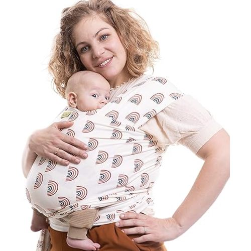Boba Baby Wrap Carrier - Original Baby Carrier Wrap Sling for Newborns - Baby Wearing Essentials - Newborn Wrap Swaddle Holder, Newborn to Toddler Infant Sling (Serenity Rainbows)