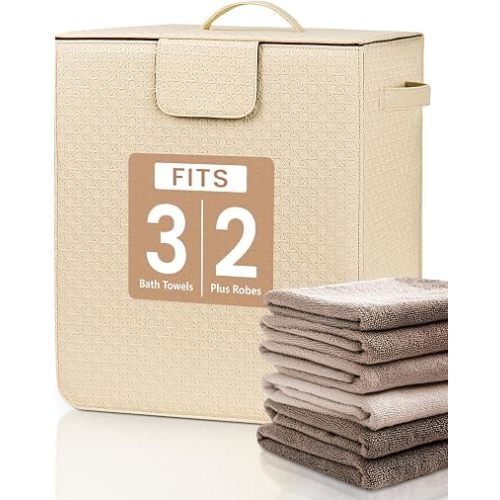 Towel Warmer Bucket - Hot Towel Warmer for Bathroom & Home Spa, Fits 3 Oversized 40"x70" Towels/Bathrobes/Blankets, Auto Shut Off & Adjustable Timer (Upright- Geometric Weave Style)