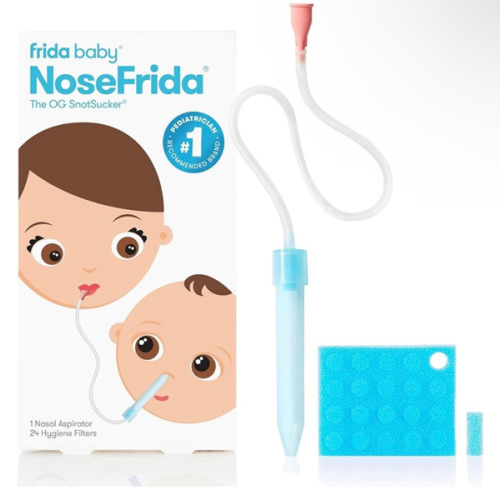Frida Baby NoseFrida Nasal Aspirator, Snot Sucker Suitable for Newborns and Babies, Baby Nose Sucker + 24 Extra Hygiene Filters
