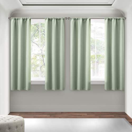 Mainstays 4 of a Kind Blackout Curtain Panels, Set of 4, Soft Sea, 28" W x 63" L