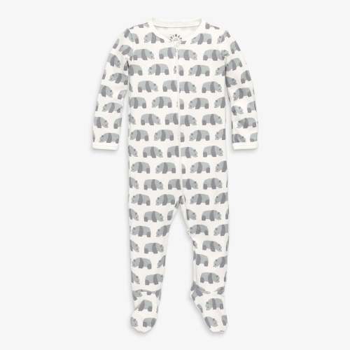 Baby organic animal friends zip footie - Fog pandas / 3-6