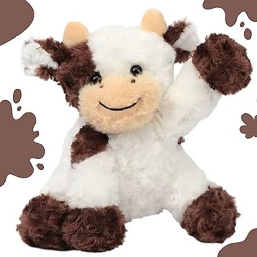 Hopearl Adorable Plush Cow Toy Floppy Dairy Cattle Soft Stuffed Animal Cute Birthday for Boys Girls Kids Toddlers, Brown, 9''