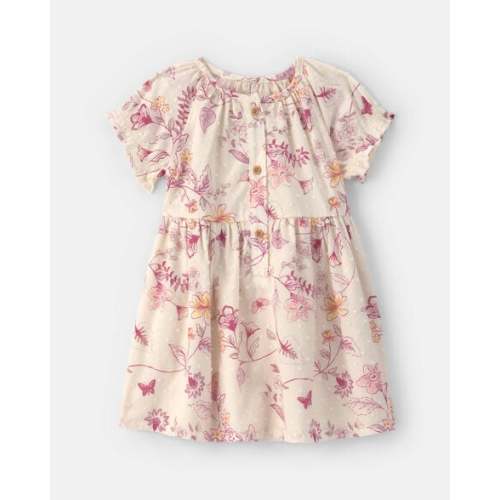 Baby Girl Floral Puff-Sleeve Dress - Ivory - OshKosh B'gosh | Carter's