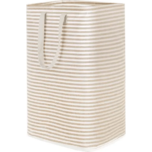 Lifewit 1 Pack Laundry Basket 80L Each, Collapsible Clothes Hamper with Reinforced Handles, Freestanding Waterproof Design for Bedroom and Laundry Room, Beige 80L Total