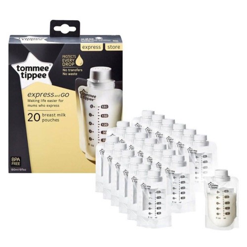 20PK Tommee Tippee 180ml Baby Breast Milk Pouches BPA Free Storage Bags Clear