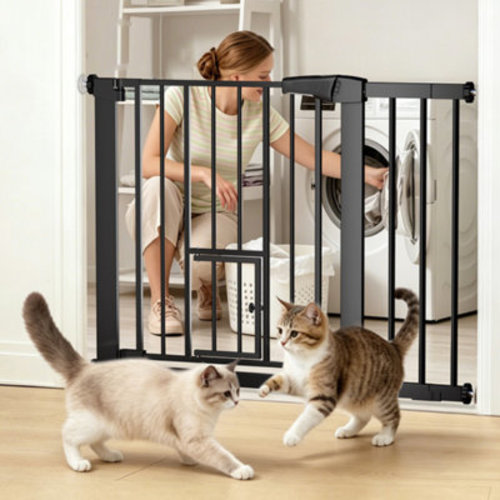 Toocapro Heavy Duty Metal Auto Close Safety Gate Pressure Mounted Walk Thru with Pet Door & Reviews | Wayfair