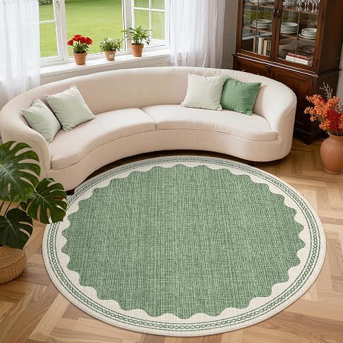 Sage Green Round Nursery Rug|Washable