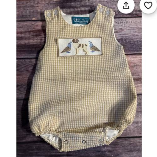 Quail and Spaniel Baby Boy Tan Seersucker Bubble - Etsy