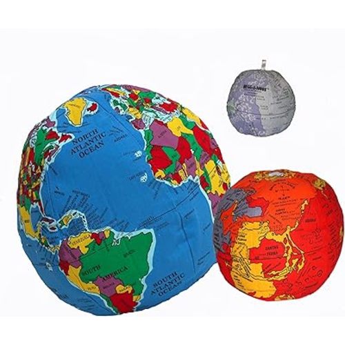 Plush Earth, Moon & Mars Bundle | Interactive & Educational Plush Globe, Moon & Mars Set | Learn Geography with a Fun & Educational Toy for Kids 3+, Teachers, and Adults | Classroom Must Haves