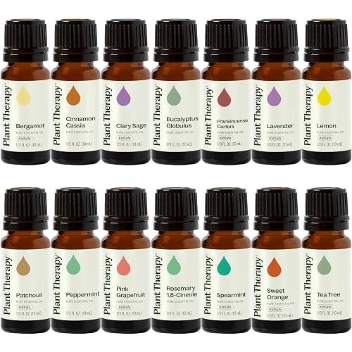 Plant Therapy Top 14 Essential Oil Set, 10 mL (1/3 oz) Bottles of Lavender, Eucalyptus, Peppermint, Orange Sweet, Lemon & More, 100% Pure, Undiluted, for Topical Use & Essential Oil Diffusers