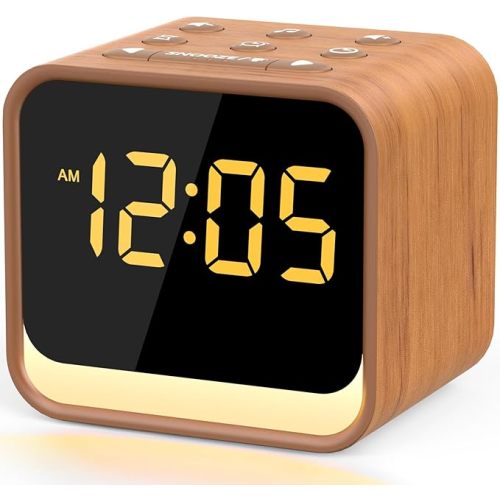 Housbay Wooden Sound Machine Alarm Clock for Bedrooms - Gentle Wake-Up with Birdsong, White Noise for Sleeping, Small Digital Clock for Phone-Free Routine