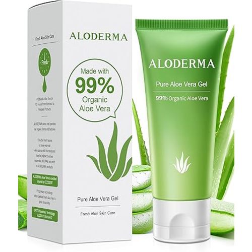 Aloderma Aloe Vera Gel Made within 12 Hours of Harvest with 99% Pure Organic Aloe Vera, Naturally Hydrating for Soothing Skincare, Moisturizing Aloe Gel for Skin, Face, Sensitive Skin - 4.02oz