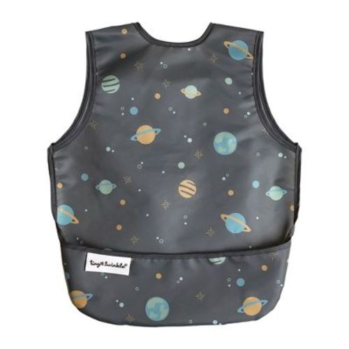 Tiny Twinkle Mess-Proof and Waterproof Baby Bib/Apron, Machine Washable and BPA-Free (Space, Small 6-24 Months)