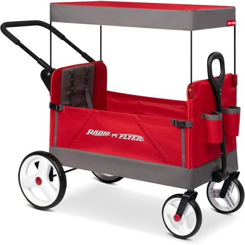 Radio Flyer Wagon for Kids, Baby Stroller, Outside Toys for Toddlers 1-3, Rolling Cart, Beach Cart with Wheels, Convertible Stroller Wagon for Kids Ages 1+ Years, Red