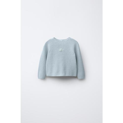 EMBROIDERED ELEPHANT PURL KNIT SWEATER - Sky blue | ZARA United States