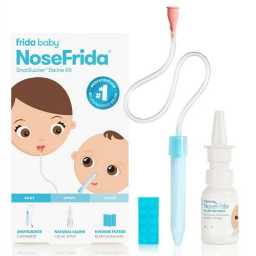 Frida Baby NoseFrida SnotSucker Saline Kit with Nasal Aspirator with Saline Nasal Spray, 3 Pieces
