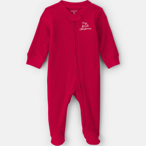Baby My First Christmas' Cotton Thermal Sleeper - Red | Carter’s Oshkosh Canada