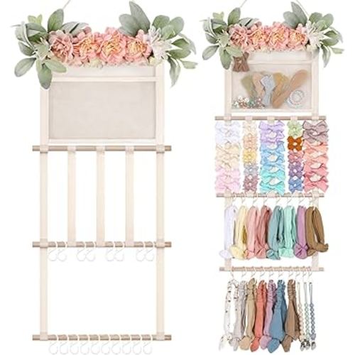 POVETIRE Headband Holder Hair Bows Organizer for Girls, Hair Accessories Display Storage Wall Hanging Decor for Baby Nursery Toddler Girls Room