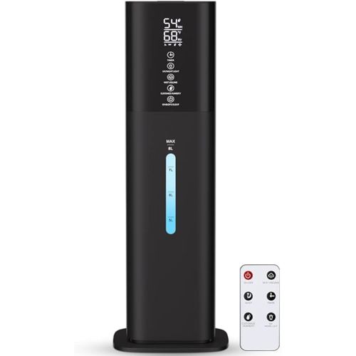 Humidifiers Large Room Bedroom with 7 Colors Light, 2.1Gal(8L) 3 Speed Quiet Ultrasonic Cool Mist Humidifier with 360° Nozzle, Humidity Setting, Timer,Aroma Box for Home Plant Baby Yoga Sleep (Black)