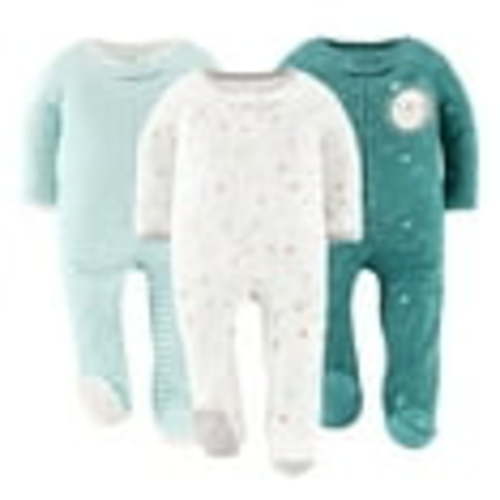 The Peanutshell Baby Sleep n Play Footed Pajamas for Baby Girls or Boys, Celestial, 3 Pack, Newborn